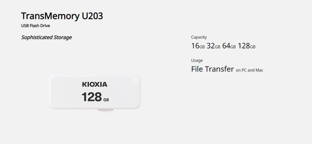 KIOXIA-MEMORIA-USB-TRANSMEMORY-U203