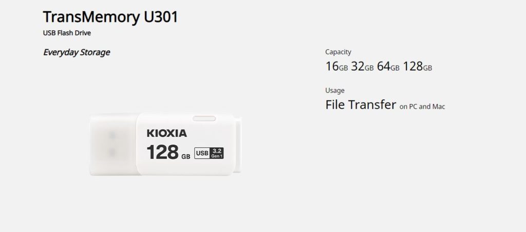 KIOXIA-MEMORIA-USB-TRANSMEMORY-U301