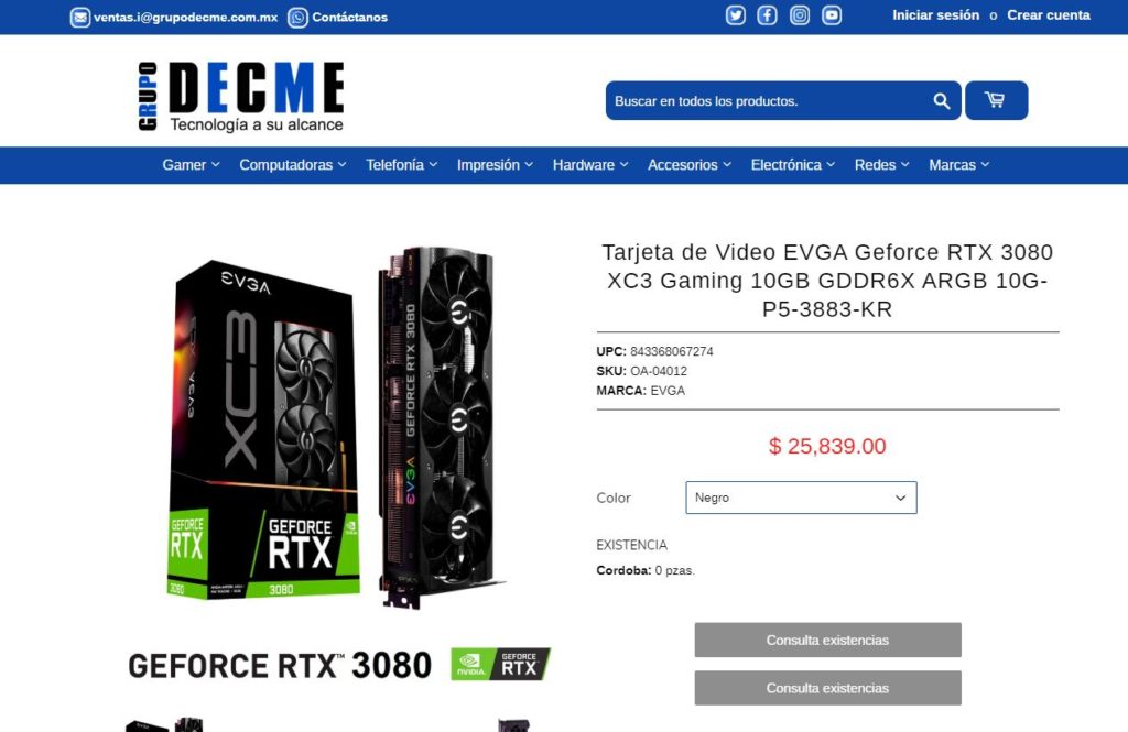 EVGA-Geforce-RTX-3080-XC3-Gaaming-Precio-Grupo-Decme-Venta-México