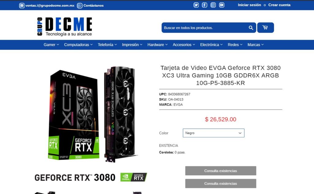 EVGA-Geforce-RTX-3080-XC3-Ultra-Precio-Grupo-Decme-Venta-México