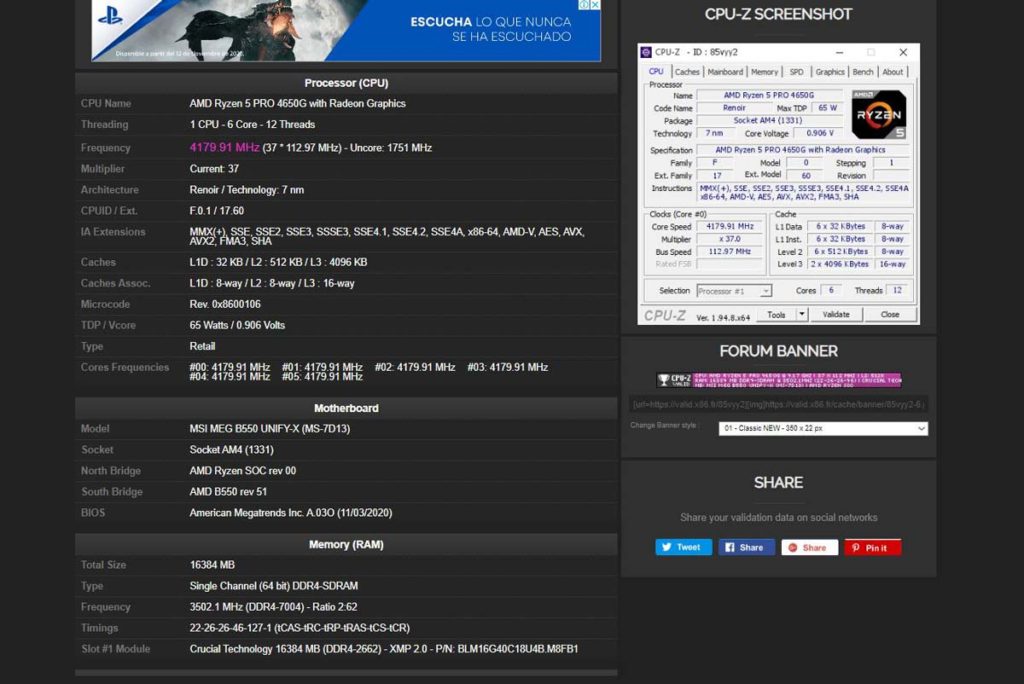 Crucial-Ballistix-DDR4-Overclock-7000MHz-CPUZ-VALIDACION