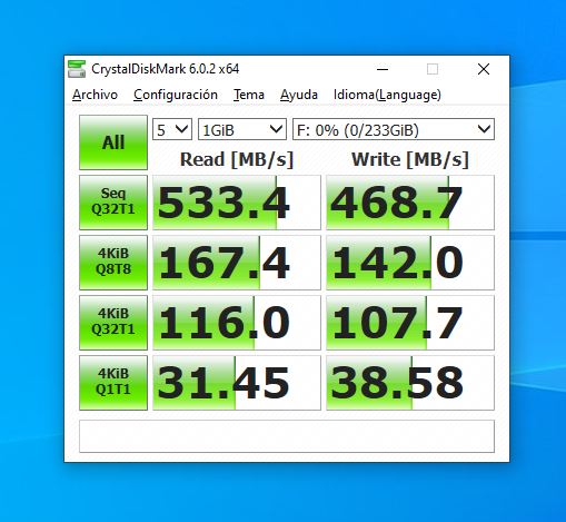 Review HP BIWIN P600 SSD Portable CrystakDiskmark