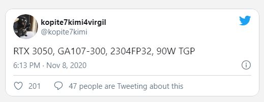 NVIDIA GEFORCE RTX 3050 RAY TRACING RUMOR